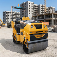 Compacteur vibrant à double tambour diesel/essence à prix abordable pour asphalte, rouleaux compresseurs routiers 1500 kg