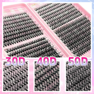 JMQ Individual Clusters Lashes 30D 40D 50D D-Curl Synthetic False Eyelashes <b>DIY</b> <b>Kit</b> with Bond Remover and Applicator - Product Image 4