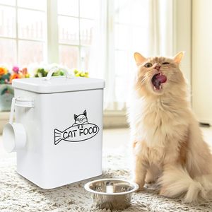 Boîte de nourriture rétro mignonne pour chien Poubelle de stockage de style ferme moderne Conteneur de stockage de nourriture pour chat et animal de compagnie en acier - Product Image 2