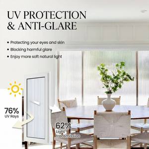 Película Decorativa <span class=keywords><strong>para</strong></span> Ventanas de Vidrio Estriado Fancyfix, Película de Privacidad Removible <span class=keywords><strong>para</strong></span> Ventanas, Control de Calor, Adhesión Estática <span class=keywords><strong>para</strong></span> Baño y Sala de Estar - Product Image 1