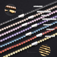 Collier Chaîne Tennis en Acier Inoxydable NUOYA, Zircon Cubique Coloré Entièrement Sertie, Fermoir à Ressort, Bijoux Hip Hop pour Hommes et Femmes