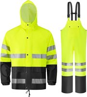 Veste imperméable en PU personnalisée pour la pêche marine et l'aquaculture avec pantalon à bretelles, combinaison de pêche, équipement de pluie et de mauvais temps