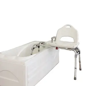 Asiento de ducha giratorio para personas con movilidad reducida, Banco de transferencia deslizante de aluminio, plegable, suministros de baño