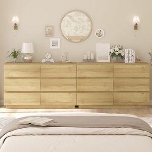 Commode à 12 tiroirs, ensemble de commodes basses pour chambre à coucher, commode moderne minimaliste, unité de rangement double - Product Image 5