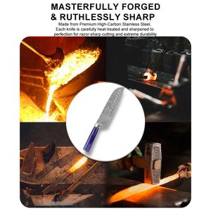 Premium Japanese Ultra <b>Sharp</b> Laser Damascus Pattern <b>Kitchen</b> <b>Knife</b> Accessories Stainless Steel Santoku Utility Slicing <b>Knives</b> Set - Product Image 3