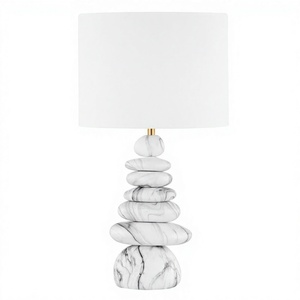 Lampe de table empilable en pierre pour chambre d'hôtel, salon, chambre à coucher, bureau, éclairage et décoration intérieure - Product Image 1