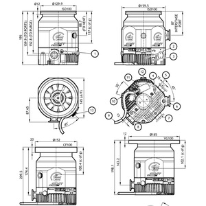 Pompe turbomoléculaire Edwards nEXT300T B82300200, connexion à bride en acier inoxydable, gaz/électrique, 1080 L/S - Product Image 2