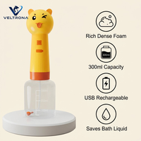 Distributeur de mousse pour animaux de compagnie en forme de canard, machine à bulles électrique automatique pour le bain des chiens et des chats, rechargeable par USB, 300 ml, machine à mousser le shampoing