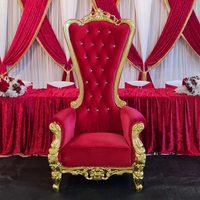 Chaises Trônes en Bois Massif Queen & King avec Bordure Dorée – Prix Usine – Offre Spéciale – Décoration Événementielle pour Salon & Appartement