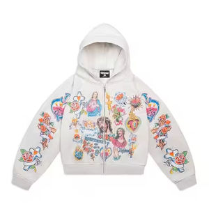 Sweat à capuche d'hiver pour homme, décontracté, avec fermeture éclair, impression textile élaborée, logo personnalisé, imperméable, coupe-vent, gaufrage robuste - Product Image 5