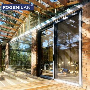 Puertas Corredizas de Vidrio Templado Doble de Diseño Moderno y Eficiencia Energética Rogenilan, Puerta Corrediza de Aluminio Negro - Product Image 4