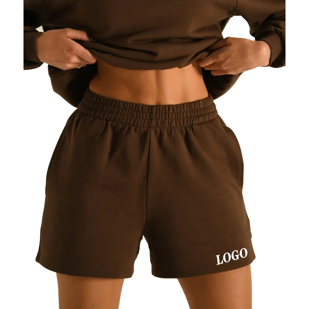 Wholesale Custom LOGO Casual Sweat Tech Fleece 60%COTTON 40% Polyester 260G Track Workout Sports Blank Shorts Women