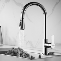 Robinet de cuisine moderne en laiton ARROW, monocommande, monotrou, avec douchette extractible, cartouche céramique et bec économiseur d'eau