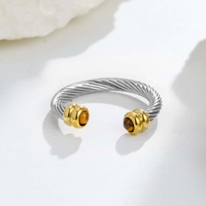 Twisted Wire 18K Gold Plated Stainless Steel Women's <b>Ring</b>-Trendy Multi-Color Option Design Elegant Versatile Casual Gathering - Product Image 6