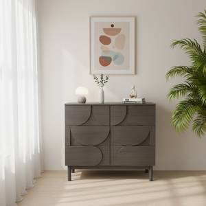 Cassettiera Contemporanea in Legno con 6 Cassetti e Motivi Decorativi, Mobile per Soggiorno - Product Image 2