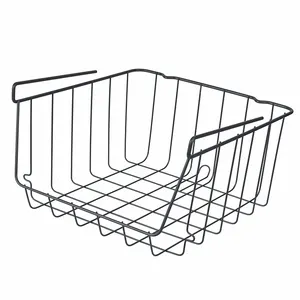 Under Shelf Strong Hanging Metal Wire Storage Basket Stackable Hanging Basket for Wardrobe Kitchen