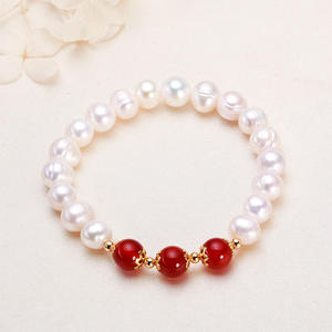 Pulsera de Perlas de Ágata de Lago de Montaña de Zhuji, Hecha a Mano con Hilo Elástico, 8 mm, Pulsera de Perlas de Agua Dulce, Pulsera de Moda - Product Image 2