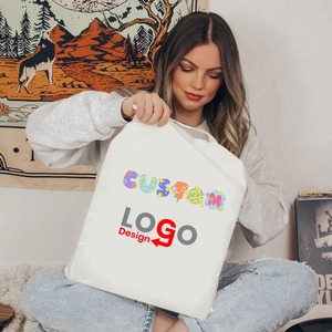 Bolso de lona ecológico con logotipo personalizado, bolsos de diseñador de gran capacidad para mujer, bolsos de compras de tela reutilizables, venta al por mayor - Product Image 2