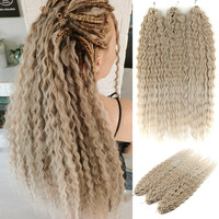 Extensions de tresses ondulées blondes de 22 pouces, 300g/3 pièces, en fibre haute température, pour tresses torsadées effet vague d'eau, extensions de tresses profondes teintées
