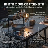 Table de camping carrée pliable multifonctionnelle en alliage d'aluminium StrideOut Outdoor Furniture Unit 8, étanche et portable, réglable en hauteur