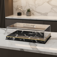 Présentoir à gâteau rectangulaire en acrylique lucite personnalisé avec poignée transparente Plateau de présentation en plexiglas pour les fêtes et les cuisines