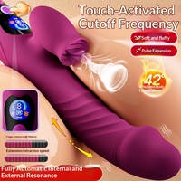 Vibrador Telescópico con Lengua Vibrante para Masturbación Femenina, Juguete Sexual para Adultos