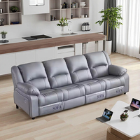 Canapé modulable convertible 4 places en cuir écologique de luxe moderne, inclinable et extensible, pour salon
