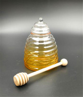 Bocaux à miel en verre borosilicate en forme de ruche avec couvercle, vente en gros