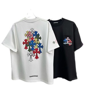 <span class=keywords><strong>T</strong></span>-shirt unisexe décontracté à manches courtes en coton pur épais avec patch géométrique métallique brodé 26SS - Product Image 1