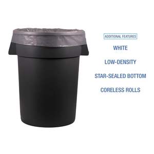Bolsas para Basura Blancas Boardwalk de 33 Galones, Plástico Biodegradable de Baja Densidad de 0.6 Mil, 25 Bolsas/Rollo, 6 Rollos/Caja - Product Image 3