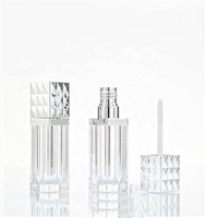Tubes de gloss à lèvres carrés en plastique de 5 ml avec applicateurs, emballage cosmétique personnalisé, finition or rose, logo/design graphique personnalisé, UV