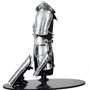 Épaulettes en acier inoxydable plaqué argent poli, accessoire de costume de guerrier tendance - Product Image 3