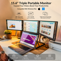 Extenseur d'écran triple pour ordinateur portable 3*15,6" FHD en alliage d'aluminium, moniteur portable 480cd/m² 5ms 100% SRGB pour ordinateur de bureau