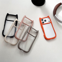 Coque de téléphone portable 3D Kawaii avec oreilles de chat Pastel Fun pour iPhone 18 17 Pro Max 16 15 14 13, transparente et mignonne, protection transparente pour filles