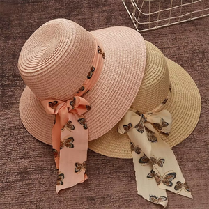 En gros, Visières de plage souples d'été pour femmes, à large bord, en paille, en soie, avec logo personnalisé, pour enfants et adultes, style mode, Garden Vocation Ribbon - Product Image 4