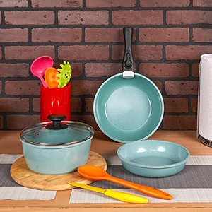 Vente Flash : Poêle/Casserole Antiadhésive Effet Marbre avec Poignée en Bakélite, Compatible Induction, Capacité 1-2L, Style Américain - Product Image 4