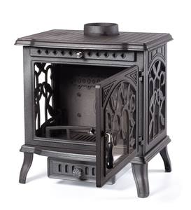 <span class=keywords><strong>Poêle</strong></span> <span class=keywords><strong>à</strong></span> <span class=keywords><strong>bois</strong></span> de style français. Vue sur le feu de trois côtés. Cheminée en fonte. - Product Image 4