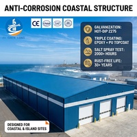Structure côtière anti-corrosion, montage facile, hangars préfabriqués à ossature métallique, entrepôt de stockage économique en structure d'acier