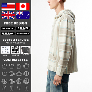 Sweat-shirt à capuche KingSen pour homme, style vintage, rayé, en tissu éponge, coupe ample, respirant, mélange de coton, avec cordon de serrage, pour un usage quotidien décontracté - Product Image 2