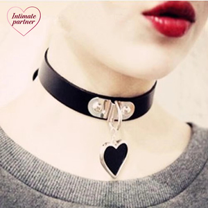 Collier ras du cou gothique noir en cuir PU avec chaîne et pendentif cœur pour femme, bijoux punk, idéal pour les fêtes, style grunge, sissy boy, <span class=keywords><strong>BDSM</strong></span> - Product Image 3