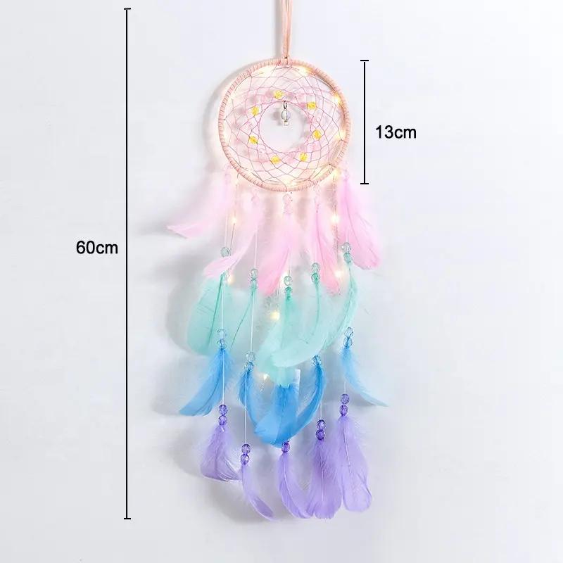 Parede Dreamcatcher Led Handmade Feather Dream Catcher Trançado Wind Chimes Arte Para Dreamcatcher Pendurado Carro Decoração Para Casa