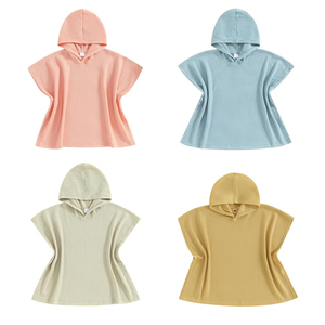Maillot <span class=keywords><strong>de</strong></span> bain pour filles, couverture <span class=keywords><strong>de</strong></span> plage, poncho en tissu gaufré, couvre-maillot, tricot, smocks à capuche pour enfants, été, plage, piscine - Product Image 1