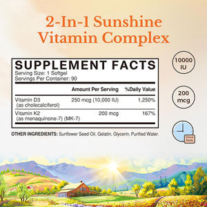 Capsules de vitamine D3+K2 en gélules molles OEM/ODM pour la santé osseuse des adultes et l'absorption du calcium, améliore l'immunité - Échantillon gratuit disponible - Product Image 6