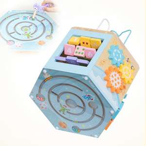 Jouets Montessori 14-en-1, labyrinthe de perles multifonctionnel, boîte d'activités éducatives précoces, formes géométriques, <span class=keywords><strong>jeu</strong></span> d'abacus pour enfants, CPC CE - Product Image 3