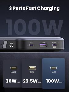 Uגרין 100w 20000mah בנק כוח nexode מטען נייד usb c 3-יציאה pd3.0 תצוגה דיגיטלית חבילת סוללה - Product Image 3