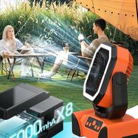 Ventilateur de camping électrique portable 40000mAh avec lumière LED, batterie externe, contrôlable par application, 4 vitesses, design suspendu/sur pied, alimentation d'urgence