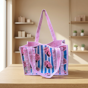Sac fourre-tout rose en coton imprimé paon, dernier style, sac de shopping ouvert, sacs fourre-tout floraux, sacs pour femmes, grands sacs fourre-tout - Product Image 2