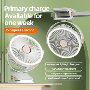 Ventilateur de bureau portable écologique rechargeable par USB avec lumière LED, ventilateur sans fil à clipser pour la maison - Product Image 4