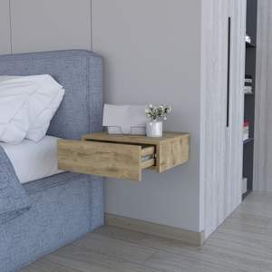 DB Vienna, mesita de noche flotante moderna nórdica montada en la pared, elegante y espacioso cajón de madera maciza, almacenamiento para uso en dormitorio y apartamento - Product Image 5