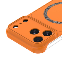 Coque de téléphone portable ultra-fine sans cadre en PC, couleurs orange, avec chargement magnétique sans fil, antichoc, anti-traces de doigts et coussin d'air